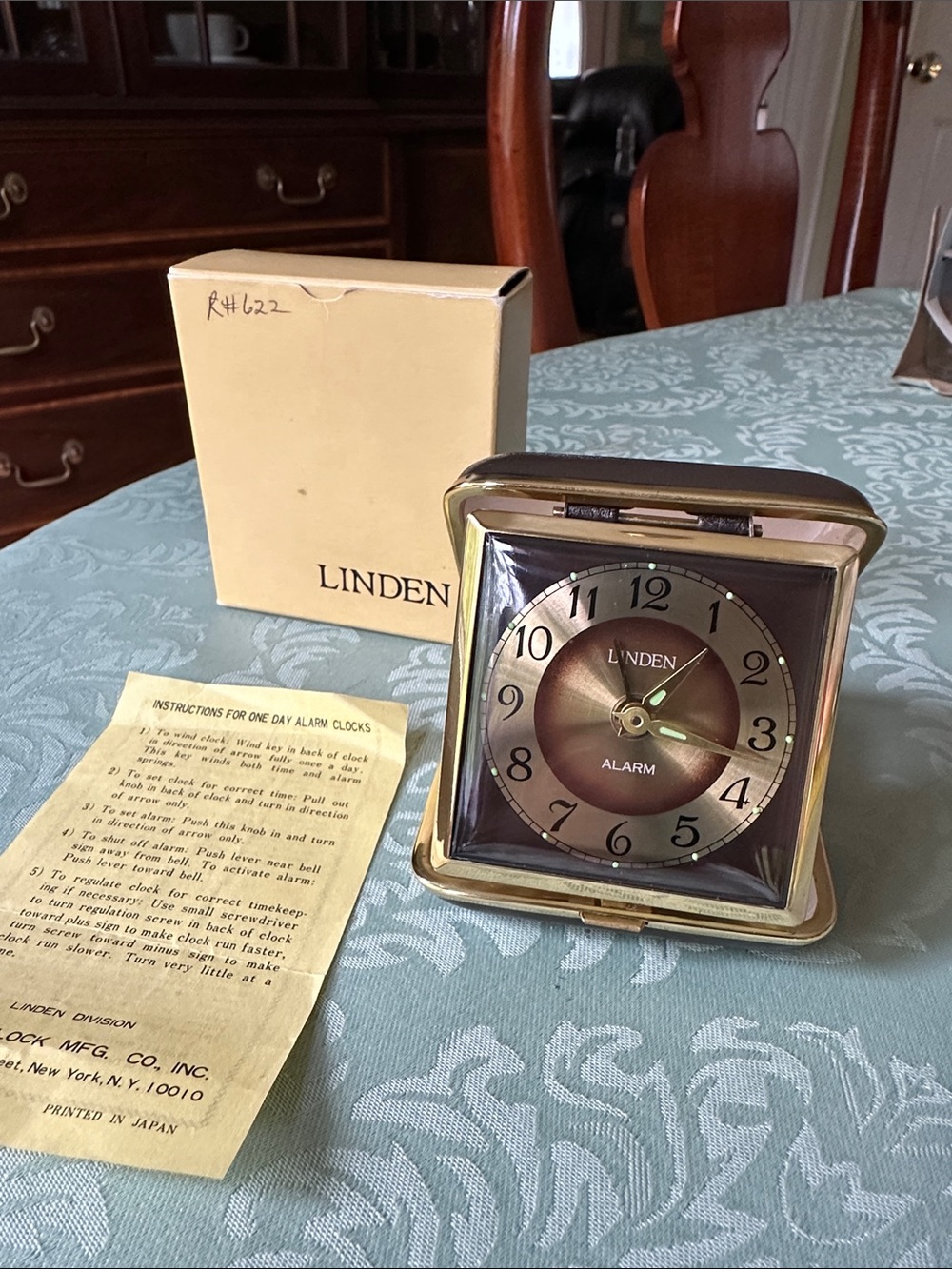 VTG NIB Linden Brown and Gold Foldable Travel Alarm Clock ⏰